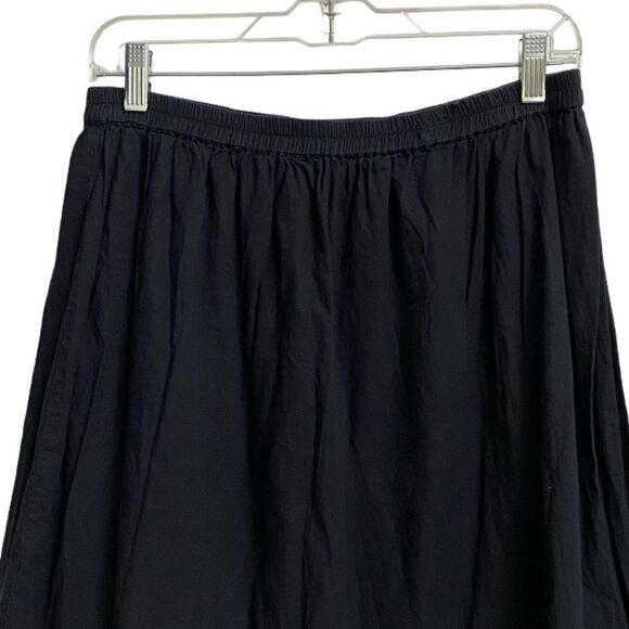 Charter Club Midi Black Skirt Size12P White Floral Embroidery Boho Hippie Emo - Picture 2 of 11